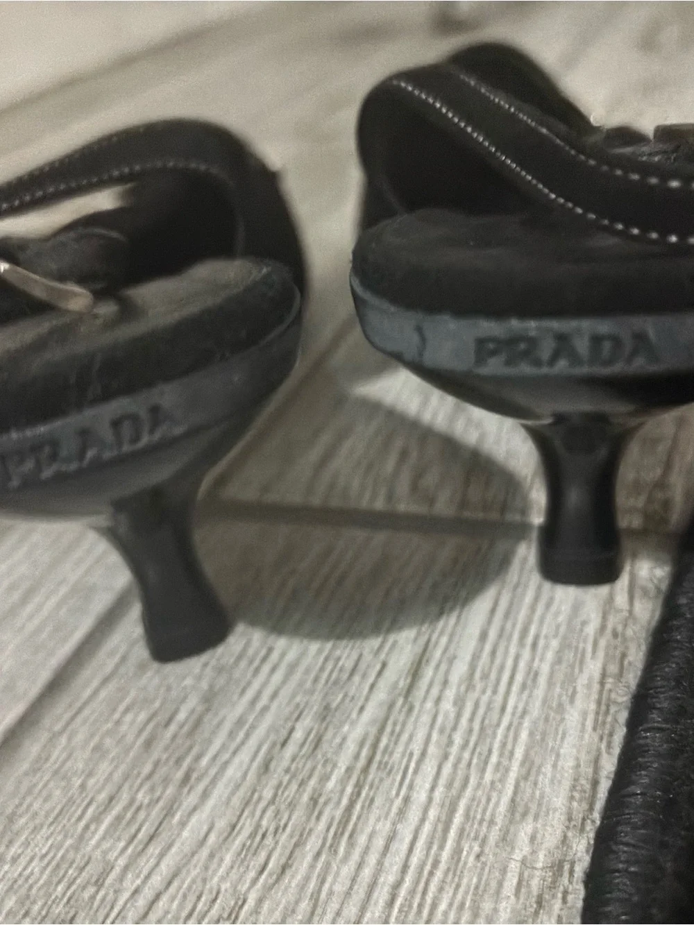 Vintage Prada Black Slingback Kitten Heels Contrast Stitch IT 38 - Picture 9 of 14